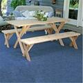 Creekvine Designs 27 in. x 8 ft. Red Cedar Backyard Bash Cross Legged Picnic Table with Detached Benches WF27WCLTCB8CVD
